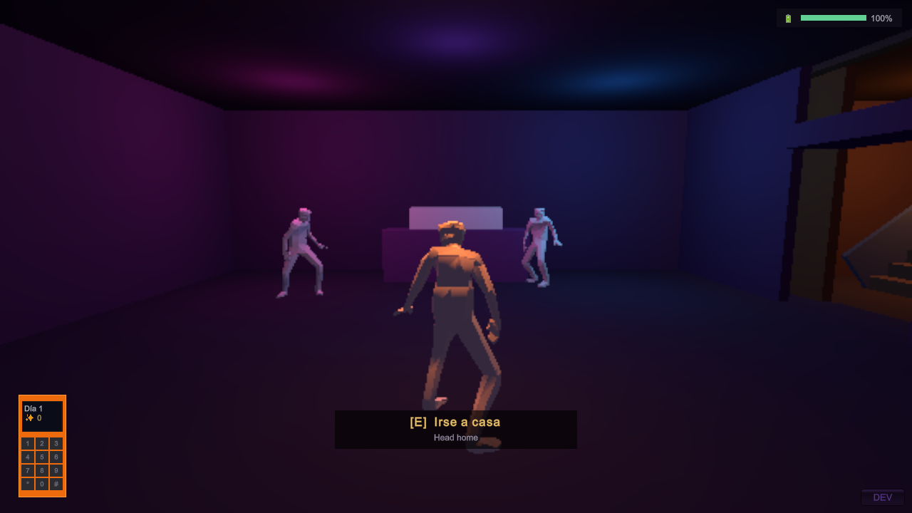 The dance floor at El Barrio, lit in purple and blue